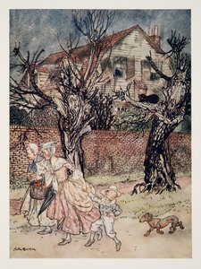 Wonderbaarlijke verhalen van spookvelden, spookbeken en spookhuizen, uit De Legende van Sleepy Hollow door Washington Irving (1783 - 1859), pub. 1928