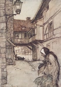 Er was eens een arme oude vrouw die in een dorp woonde, uit De Sprookjes van de Gebroeders Grimm, uitgegeven 1909 door Arthur Rackham