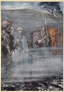 De goden worden bleek en oud bij het verlies van Freia door Arthur Rackham