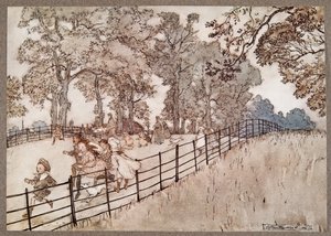De Hump, het deel van de Broad Walk waar alle grote races worden gehouden, uit Peter Pan in Kensington Gardens door J M Barrie, pub. 1906