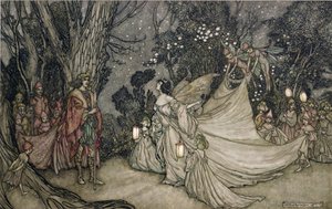 De ontmoeting van Oberon en Titania door Arthur Rackham