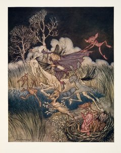 De nachtmerrie, met haar hele negenvoudige ?, uit De Legende van Sleepy Hollow door Washington Irving (1783 - 1859), pub. 1928