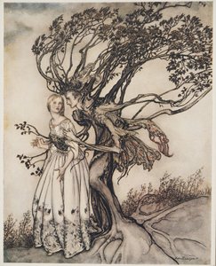 De Oude Vrouw in het Bos, uit Broertje & Zusje en Andere Verhalen van de Gebroeders Grimm, pub.1917
