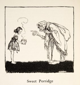 De kleine ging en bracht de doos, uit Kleine Broer & Kleine Zus en Andere Verhalen van de Gebroeders Grimm, uitgegeven 1917