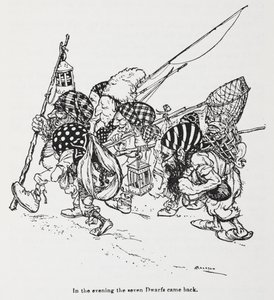 De zeven dwergen uit Sneeuwwitje door Arthur Rackham