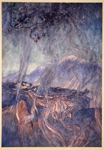 De slaap van Brunnhilde, 1910 door Arthur Rackham