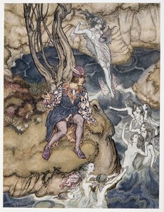 Deze muziek kroop langs mij over het water, illustratie uit William Shakespeares De Storm, uitgegeven 1926
