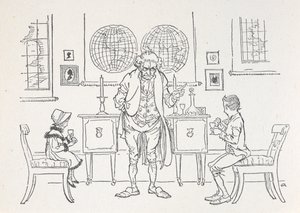 Twee kinderen en hun schoolmeesters door Arthur Rackham