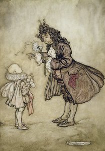 Wanneer Hare Majesteit de Tijd Wil Weten, uit Peter Pan in Kensington Gardens door J.M. Barrie, uitgegeven door Hodder and Stoughton, 1906