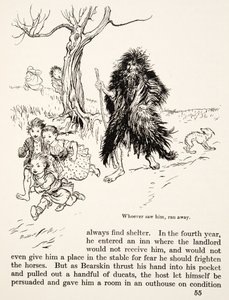 Wie hem zag, rende weg, uit Kleine Broer & Kleine Zus en andere verhalen door de Gebroeders Grimm, pub.1917