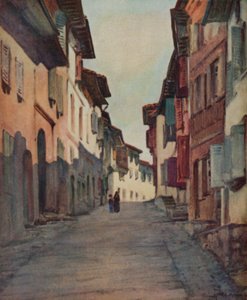 Baskenland: Straat in de Oude Stad, St Jean-Pied-de-Port door Arthur Romilly Fedden