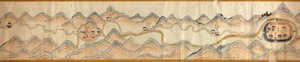 16.000 geleverd. Georiënteerd met het noorden naar rechts. Reliëf getoond in vogelvlucht. Bevat Wei-rivier in Baoji Xian, Shanxi Sheng tot Shu Dao in Shanxi-Sichuan grens. Toont nederzettingen, rustplaatsen, stations, herbergen, tempels, bergpassen, muren