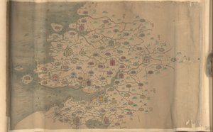 850.000. geleverd. Georiënteerd met het noorden aan de onderkant. Relief getoond picturaal. Picturale kaart. Pen-en-inkt en aquarel. Toont bergen, kustlijn, eilanden en wegen in de provincie Zhejiang. Hummel aankoop 1930, nr. 35. Ook beschikbaar via de Lib