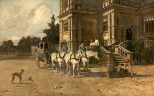 Vooraanzicht van Wollaton Hall, Nottingham met paard en wagen, ca. 1880-1906 door Arthur Walker Redgate