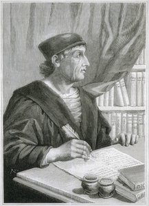 Antonio de Nebrija (Antonio Martinez de Cala y Xarava, Antonius Nebrissensis, Antonius Lebrixen) (1441-1522). Engelse humanist en grammaticus. Gravure door Artist Unknown