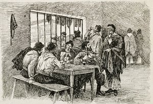 Argentinië (20e eeuw). “Pulperia”, een taverne en slijterij. Illustratie door T.Tamarera. Gravure door Artist Unknown