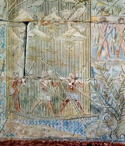 Kunst Egypte: nijlpaardenjacht, 6e dynastie door Artist Unknown