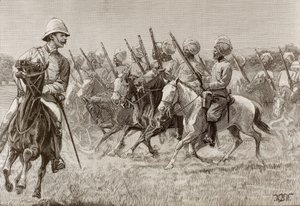 Brits rijk (19e eeuw). De nieuwe regimenten van Birma. Compagnie van gemonteerde infanterie van het tweede regiment. Gravure. door Artist Unknown