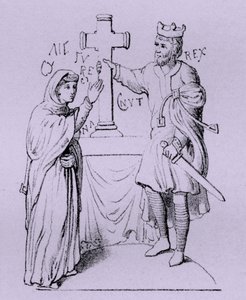 Canute de Grote en zijn koningin Emma van Normandië (gravure)