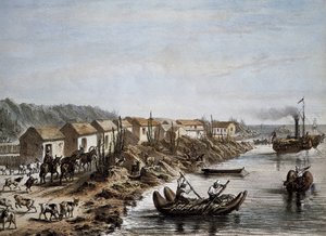 Chili (1854). Haven van Huasco. Lithografie.