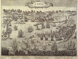 Stad en haven van Cadiz