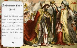 David gekroond tot koning van Israël, Bijbel Scène (print) door Artist Unknown