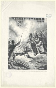 Grimmige scène bij de Mariahilfer-linie in de nacht van 13 maart 1848 tijdens de Weense revolutie