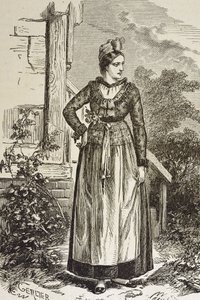 Duitsland (19e eeuw). Maatschappij (1879). Elzas. Vrouwen in de regio. Op dit moment werd Elzas gehouden door de Duitse Rijksdag (1871-1918). Gravure. Privécollectie door Artist Unknown