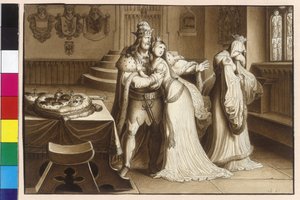 Koning Ottokar II verstoot echtgenote Margaretha en trouwt met Cunigunde door Artist Unknown