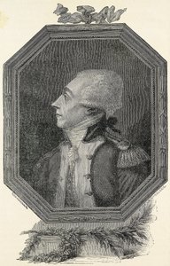 Lafayette, Marie Joseph Gilbert Motie Motier, Markies van (1757-1834). Franse aristocraat en militair, van liberale ideologie. Ets door Artist Unknown