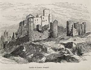 Loarre. Romaans kasteel. Gravure. SPANJE. ARAGON. Zaragoza. Algemene Militaire Academie door Artist Unknown