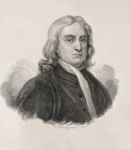 Newton, Sir Isaac (1642-1727). Engels wiskundige, natuurkundige en astronoom.; GUADAGNINI, Gaetano (1800-1860). Italiaanse graveur. Portret van Isaac Newton, werk van Gaetano Guadagnini. Gravure. ITALIË. LOMBARDIJE. Milaan. Civica Raccolta delle Stampe