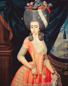 Portret van een elegante dame, ca. 1790 (olieverf op doek) door Artist Unknown