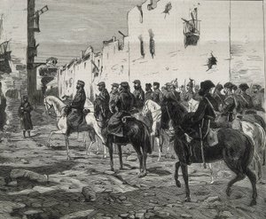 Spanje. De Eerste Republiek (1873-1874). Kanton Cartagena. Generaal Jose Lopez Dominguez in Cartagena na de capitulatie van de kantonalisten. Afbeelding gepubliceerd in 