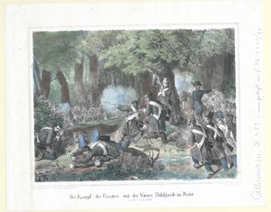 Het gevecht van de Kroaten met de Weense mobiele garde in het Prater op 28 oktober 1848 door Artist Unknown