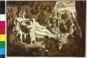 De stervende vrouw keizer Mark Aurel adviseert Pertinax zijn zoon Commodus door Artist Unknown