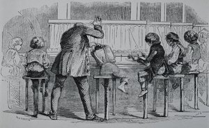 VERENIGD KONINKRIJK. ENGELAND. Industriële Revolutie. Kinderen die machines gebruiken in een textielfabriek. Gravure door Artist Unknown