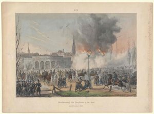 Bombardement van de kasteelpoort en de stad Wenen op 31 oktober 1848