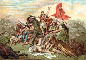 Slag bij Tolbiac (bekering van Clovis) door Ary (after) Scheffer