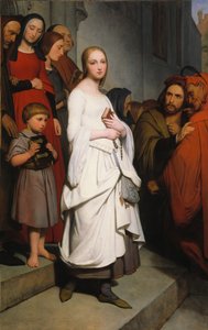 Marguerite verlaat de kerk door Ary Scheffer