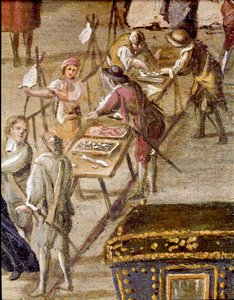 Plein van het gerechtshof van de Vicaria in Napels ten tijde van de revolutie van Masaniello