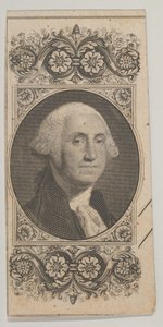 Bankbiljetmotief: Portret van George Washington in een decoratief paneel, ca. 1824-37