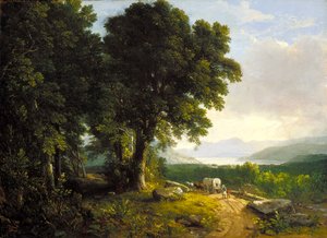 Landschap met Overdekte Wagen (olie op doek) door Asher Brown Durand