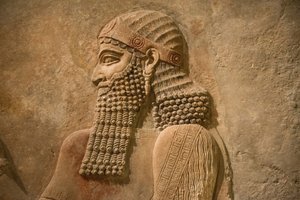 Detail van koning Sargon II van Assyrië uit het paleis van koning Sargon in Khorsabad, ca. 716-713 v.Chr.