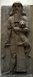 Held Gilgamesh temt een leeuw