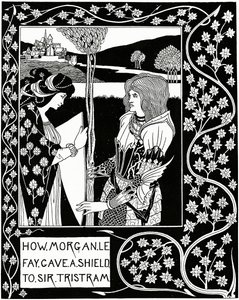 Hoe Morgan le Fay een Schild aan Sir Tristram Gaf, illustratie uit 
