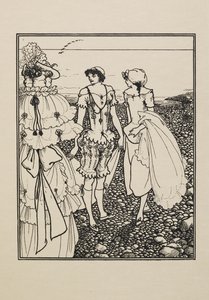 Op het strand van Dieppe (De baders), uit een boek met vijftig tekeningen door Aubrey Beardsley