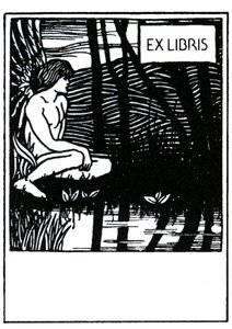 Vignet ex libris door Aubrey Beardsley (1872-1898)