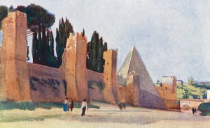 Rome: Aureliaanse Muur met de Piramide van Caius Cestius