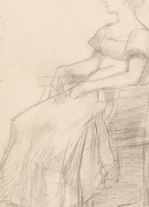Portret en een vrouw zittend op een stoel